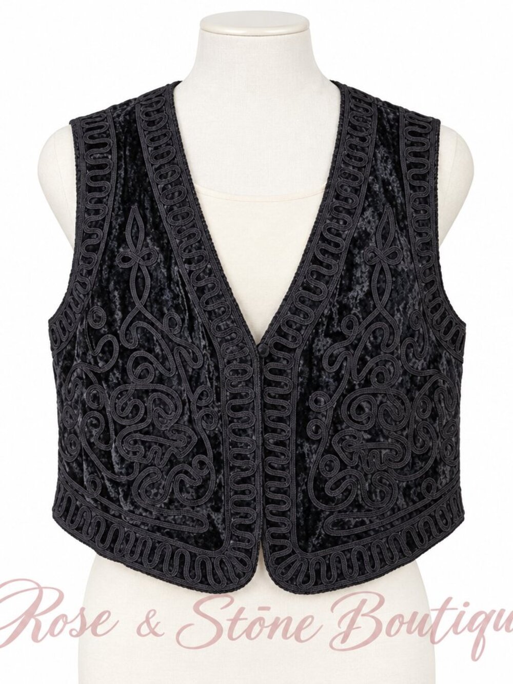 🖤Cotton Ginny Plus Black Velvet Soutache Vest NWT Approx XL-2X